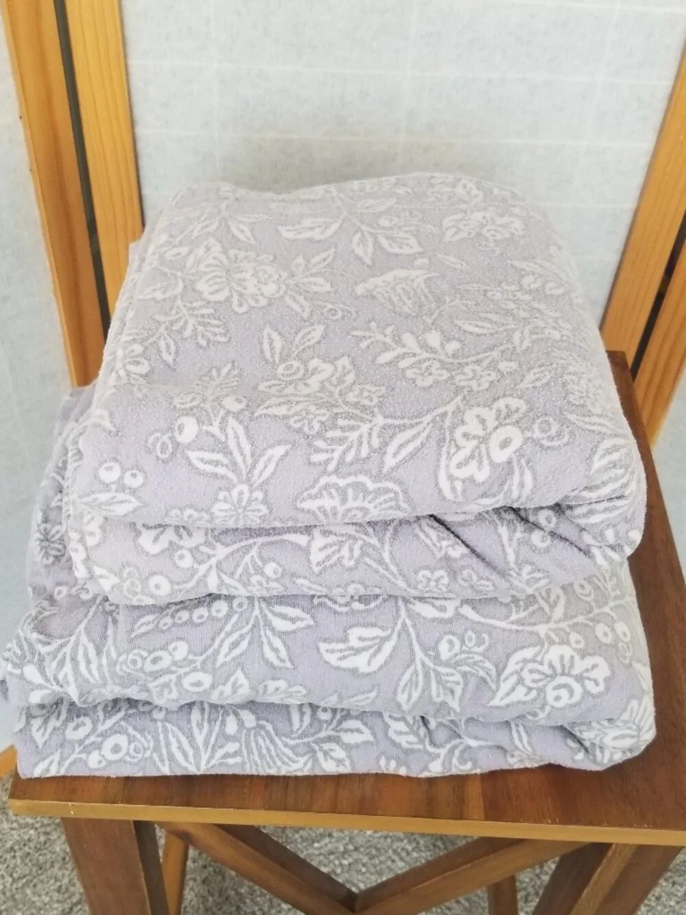 Cuddl Duds 100% Cotton Flannel Sheets Set Queen Size Lilac Floral Flat & Fitted